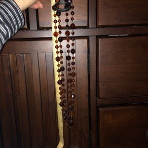 Amber colored bead necklace